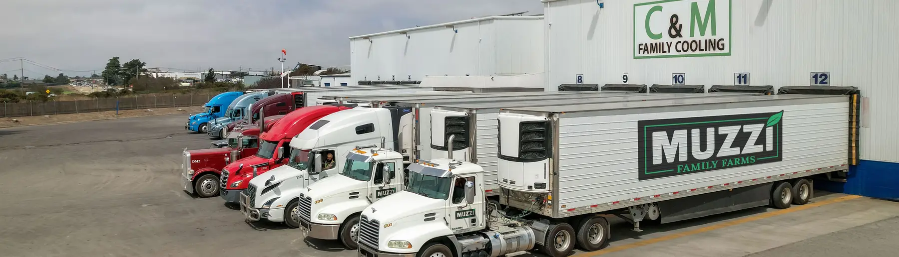 Muzzi trucks lined up at the loading dock